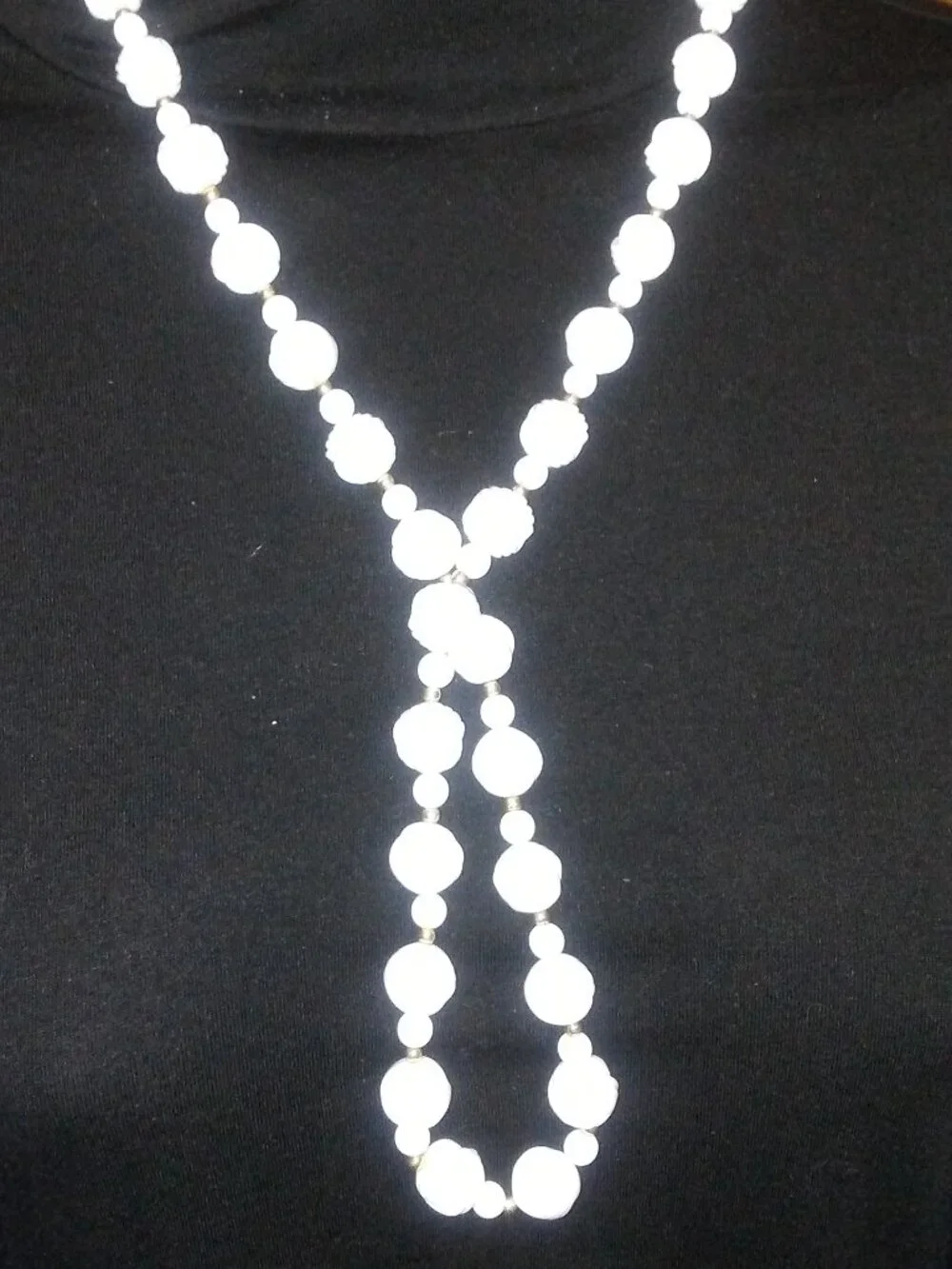 3-Piece Jewelry Bundle | Long White Beaded Necklace & 2 Dangle Earrings
